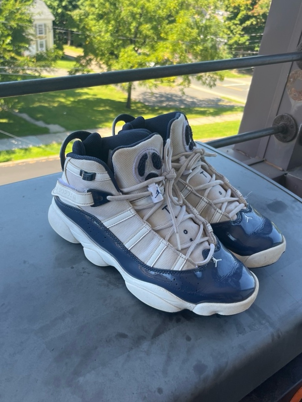 Jordan Navy & White Retro-Style Basketball Sneakers